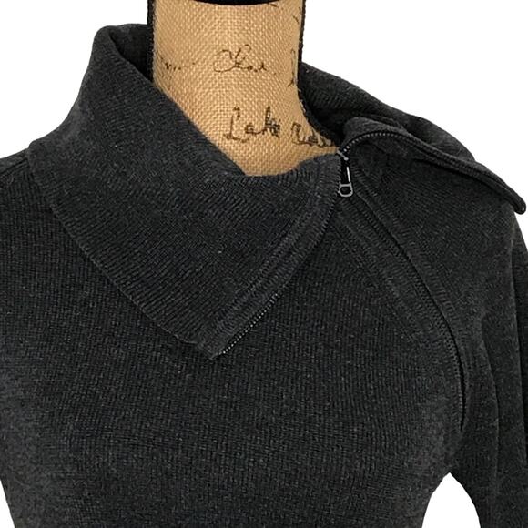 Calvin Klein Size Small Zippered Cowl Neck Rib Knit Sweater Dress Modest - Picture 2 of 8